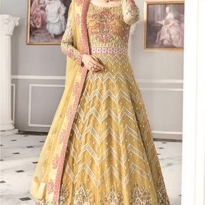 Elegant Gold Embroidered Women's Dress